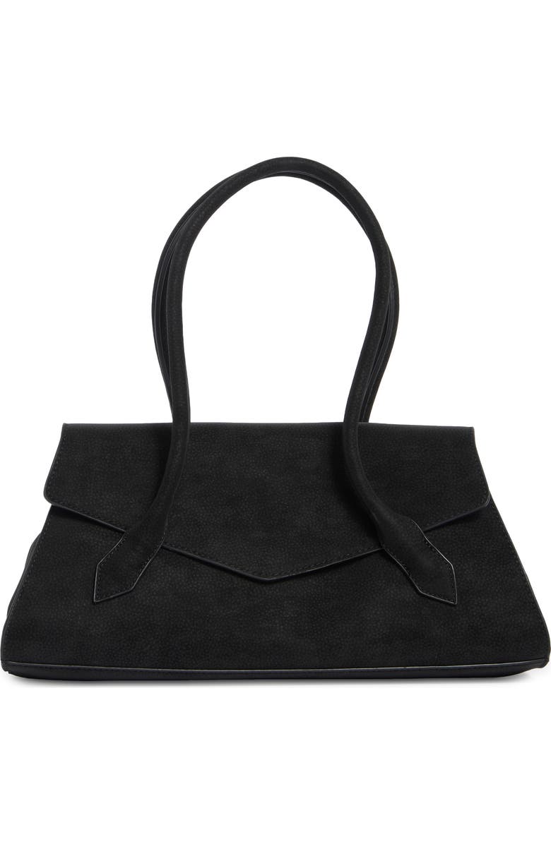 BCBG Pointed Flap Faux Leather Shoulder Bag, Main, color, Black