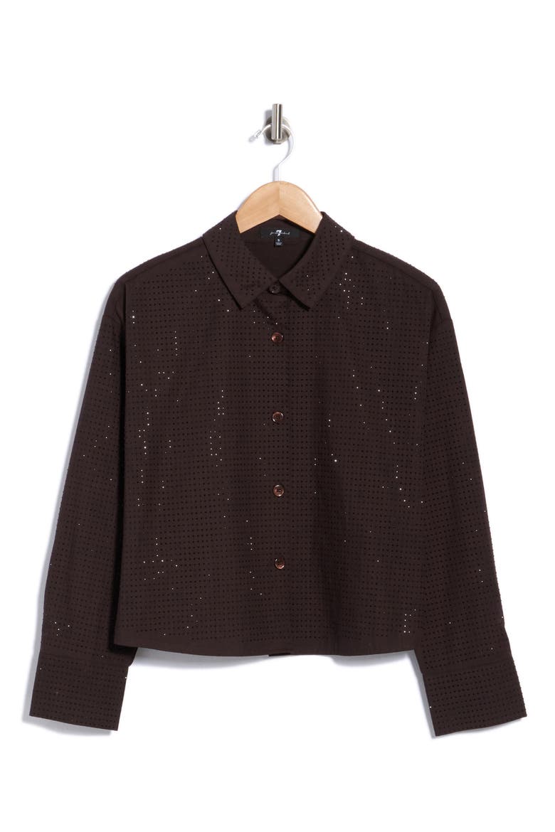 Embellished Button-Up Shirt, Main, color, COCOA