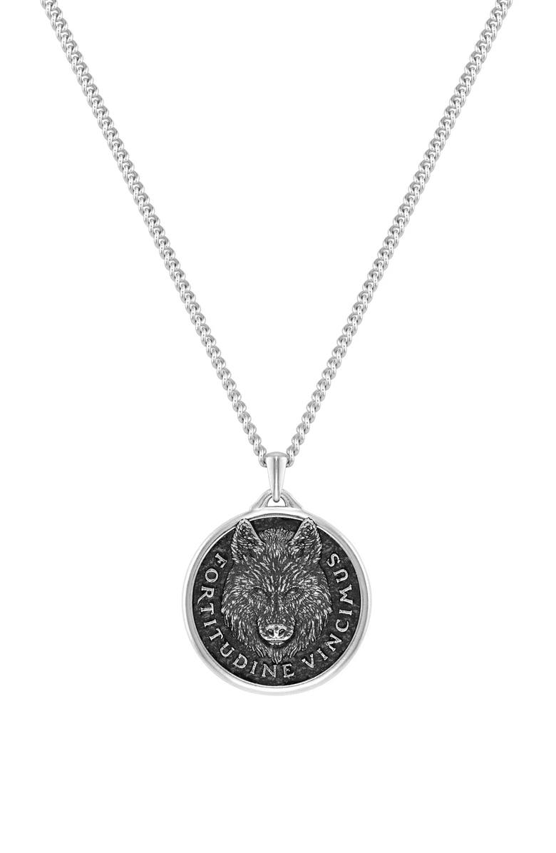 Vincero Men's Wolf Pendant Necklace, Main, color, Silver