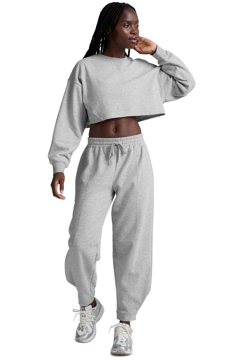 LuxeFleece Boxy Crop Sweatshirt, Alternate, color, LIGHT HEATHER GRAY