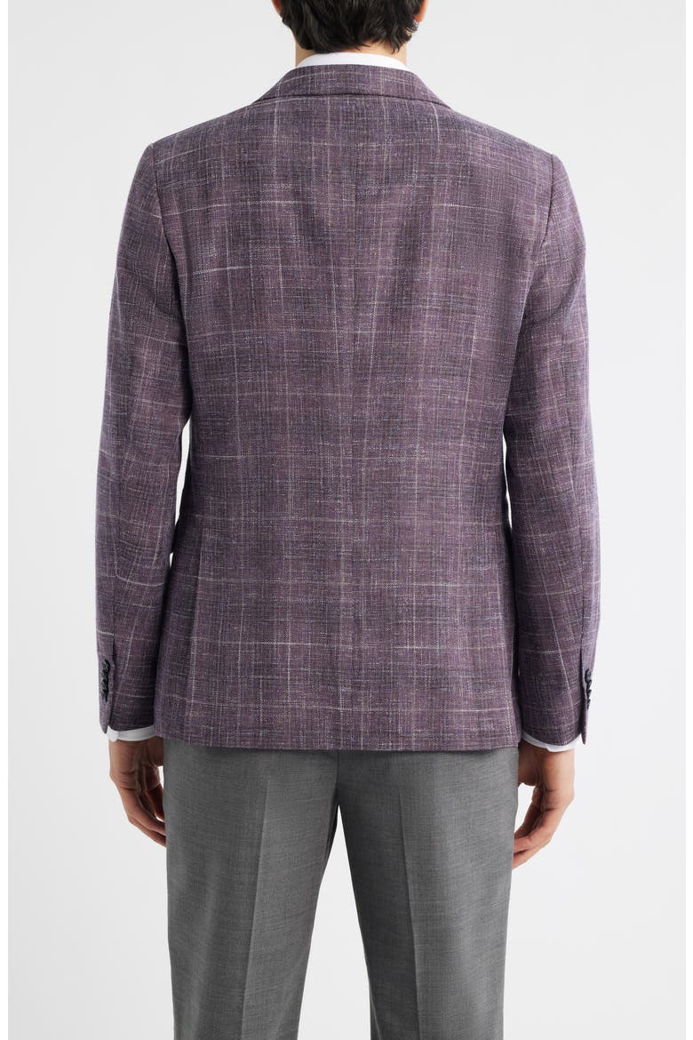 Varick Slim Fit Purple Check Slub Wool & Cotton Blend Sport Coat, Alternate, color, BURGUNDY