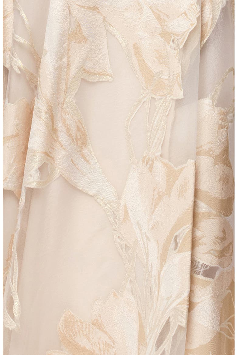 Floral Jacquard Strapless Gown, Alternate, color, BLUSH/ GOLD