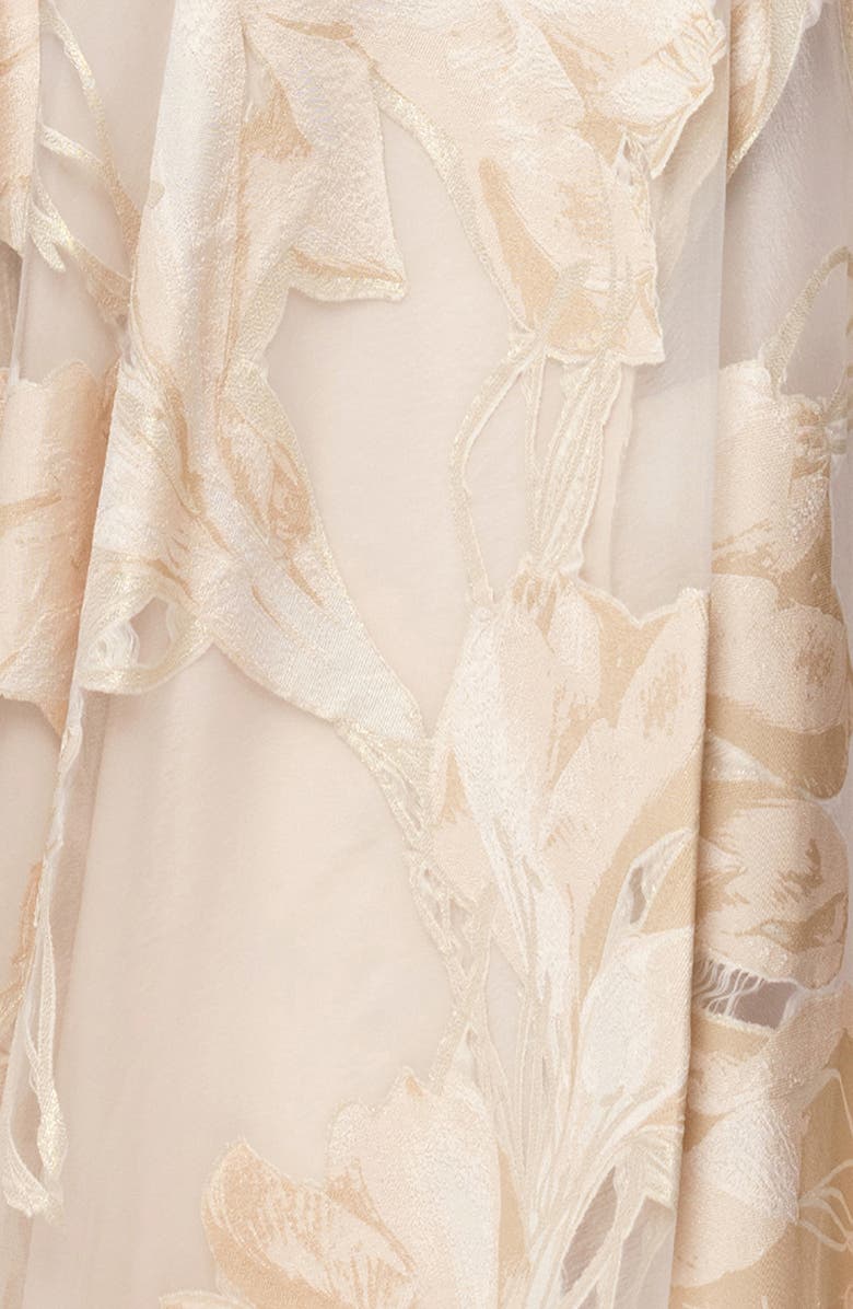 Xscape Evenings Floral Jacquard Strapless Gown, Alternate, color, Blush/ Gold