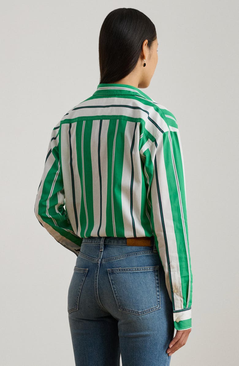 Lauren Ralph Lauren Kotta Stripe Yarn Dyed Broadcloth Button-Up Shirt, Alternate, color, Green