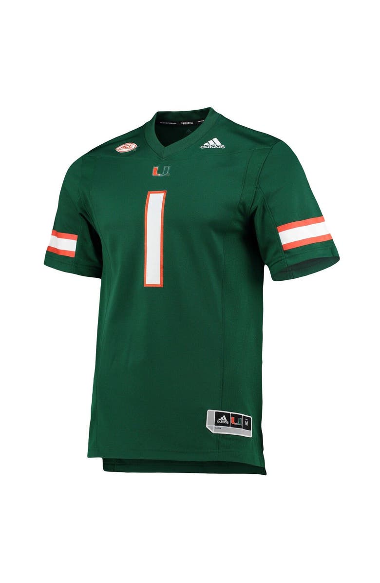 adidas Men's adidas #1 Green Miami Hurricanes Team Premier Football Jersey, Alternate, color, 