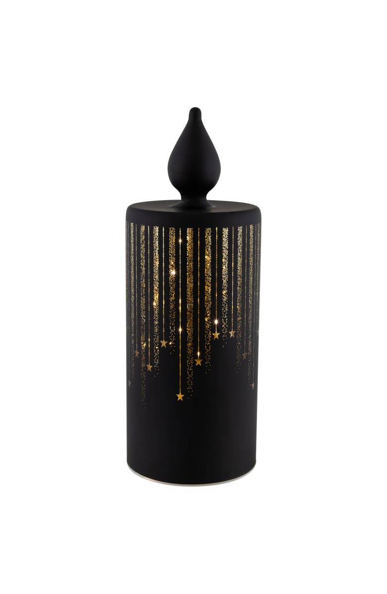 Northlight LED Lighted Glass Candle with Stars Christmas Decoration - 9.5" - Large, Main, color, Black