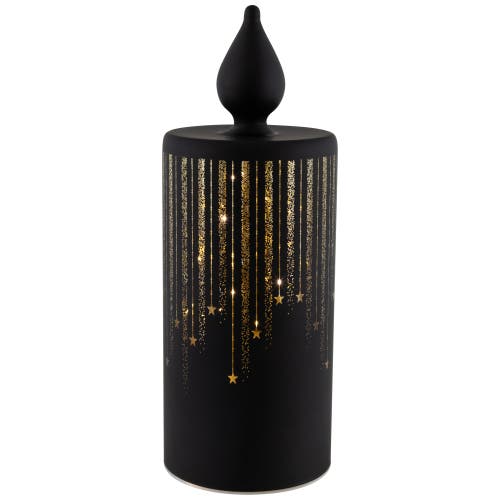 Northlight Led Lighted Glass Candle With Stars Christmas Decoration In Black