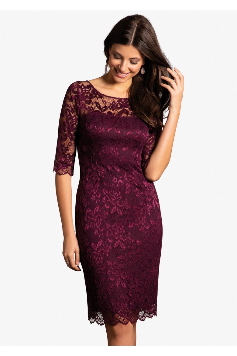 Lila Lace Dress, Main, color, Claret