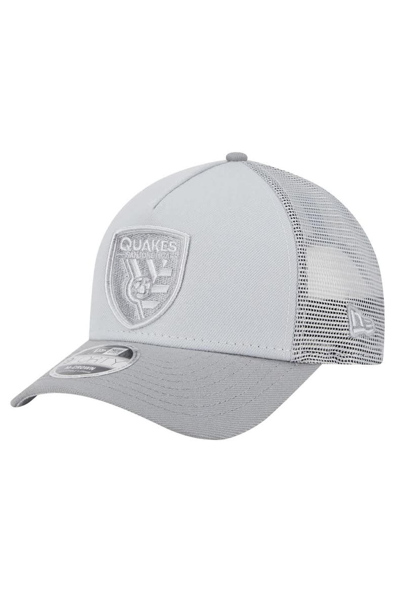 Men's New Era Gray San Jose Earthquakes Color Pack 9FORTY A-Frame Adjustable Trucker Hat, Main, color, Gray