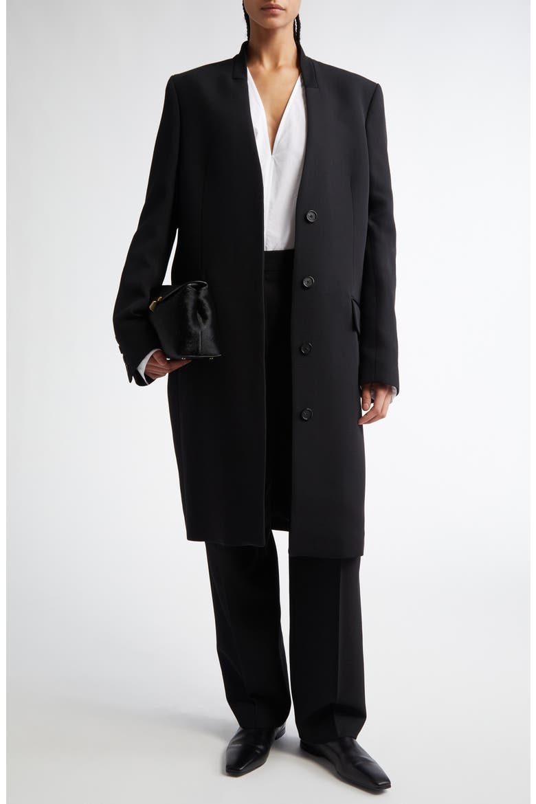 Deep Pleated Coat, Alternate, color, BLACK