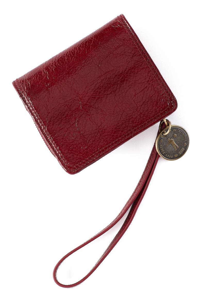 Coin Leather Wristlet Wallet, Alternate, color, GARNET GLOSS