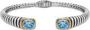 SAMUEL B. Sterling Silver & 18K Gold Blue Topaz Hinged Bangle Bracelet