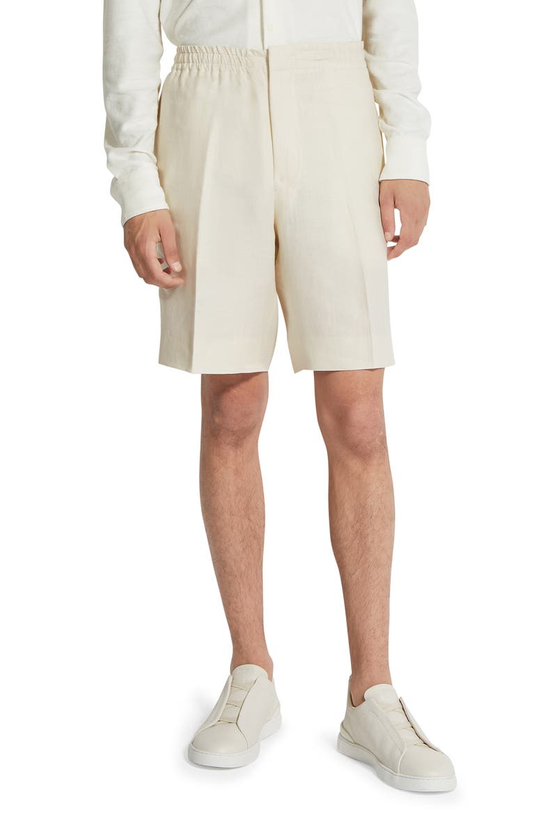 ZEGNA Oasi Linen Shorts, Main, color, Calcare