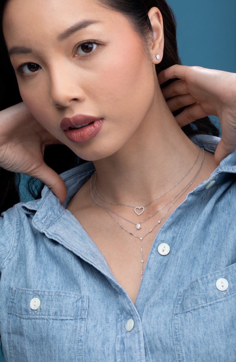 Bony Levy Rita Diamond Open Heart Pendant Necklace, Alternate, color, 18K White Gold