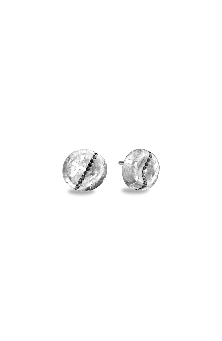 PASCAL The Basketball Crooked Ball Linear Diamond Earrings, Main, color, Silver / Black Diamond