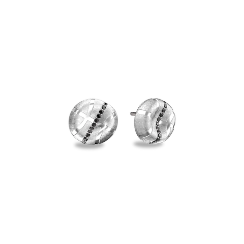The Basketball Crooked Ball Linear Diamond Earrings