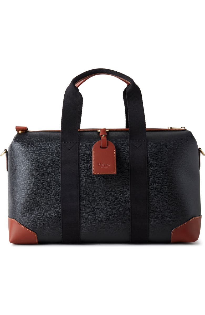 Mulberry Heritage Day Clipper Eco Scotchgrain Duffle, Main, color, Black-Cognac