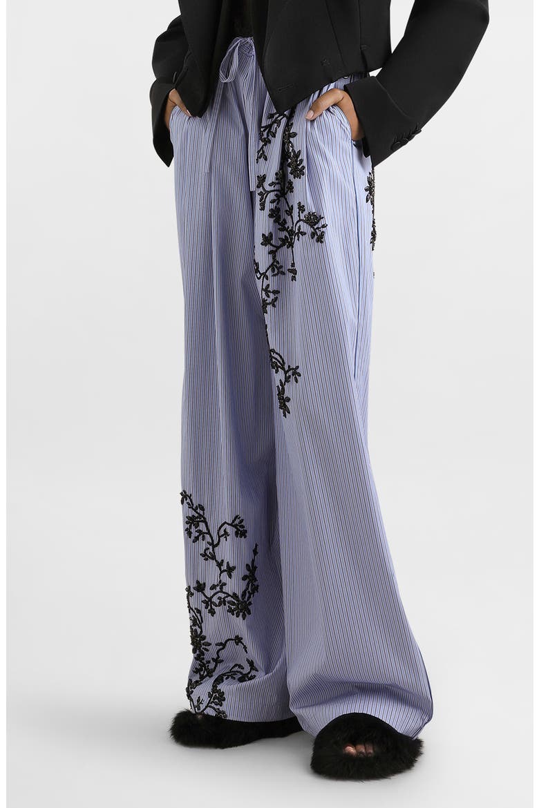 Embroidered Wide Leg Poplin Pants, Main, color, S8400 EMBROIDERED