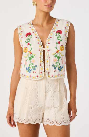 Amina Floral Cross Stitch Vest