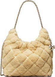 Tory Burch Fleming Genuine Shearling Hobo Bag