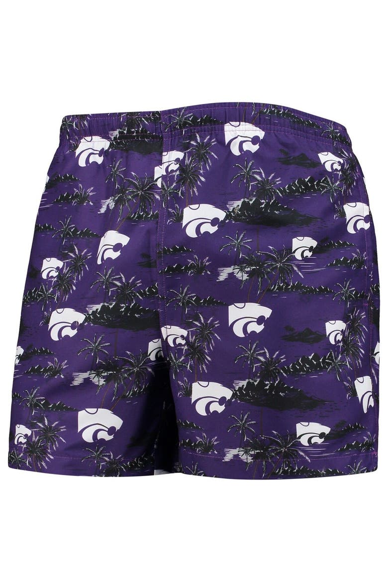 Men's FOCO Purple Kansas State Wildcats Island Palm Swim Trunks, Alternate, color, Purple