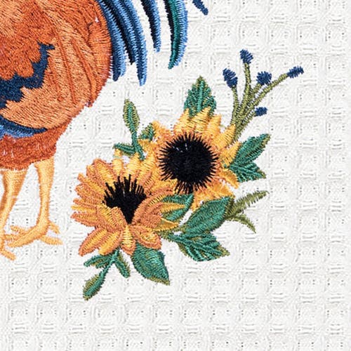 C & F Home C&f Home Rooster Sunflower Kitchen And Bathroom Embroidered Waffle Hand Towel In Multi