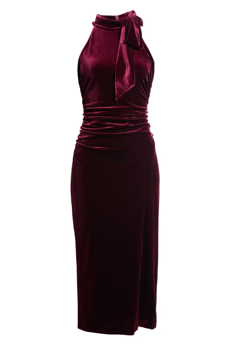 Velvet Midi Dress, Main, color, WINE