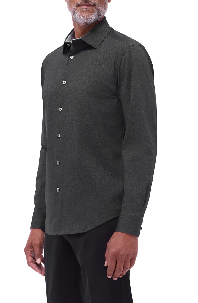 Bugatchi Jimmy OoohCotton<sup>®</sup> Solid Button-Up Shirt, Alternate, color, Black