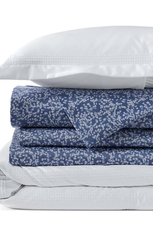 Lands' End 400 Thread Count Premium Supima Cotton No Iron Sateen Embroidered Duvet Bed Cover In White Dots