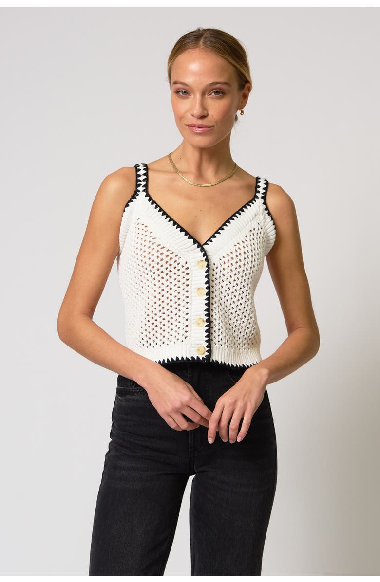 Central Park West Noa Crochet Button Tank, Main, color, Ivory
