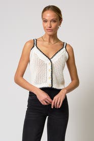 Central Park West Noa Crochet Button Tank