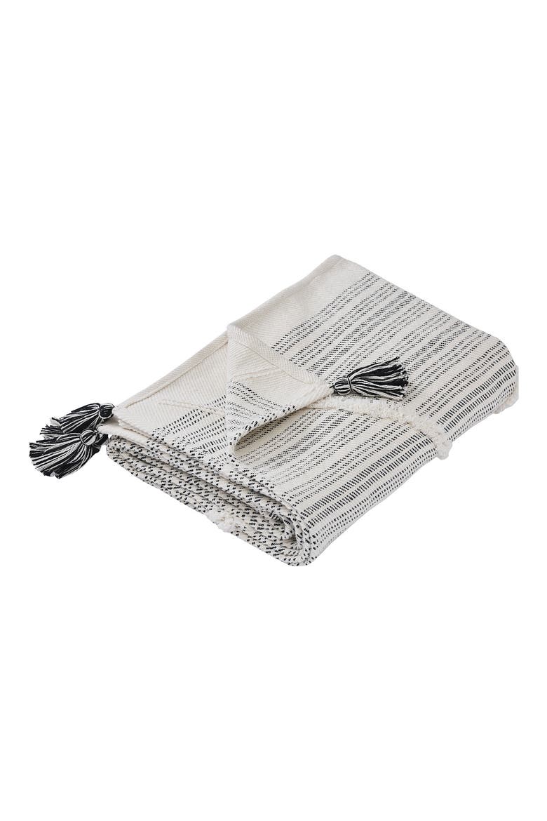 Tassel Detailed Throw, Main, color, BLACK