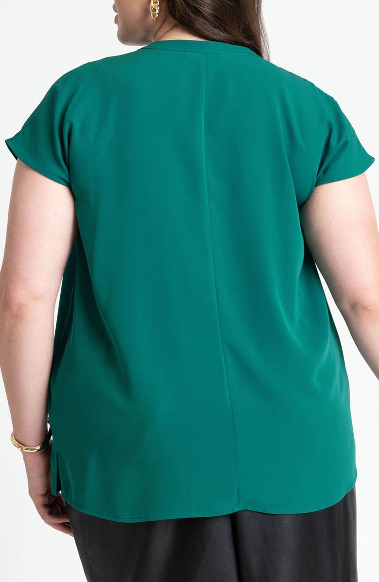 ELOQUII Short Sleeve Band Collar Shirt, Alternate, color,