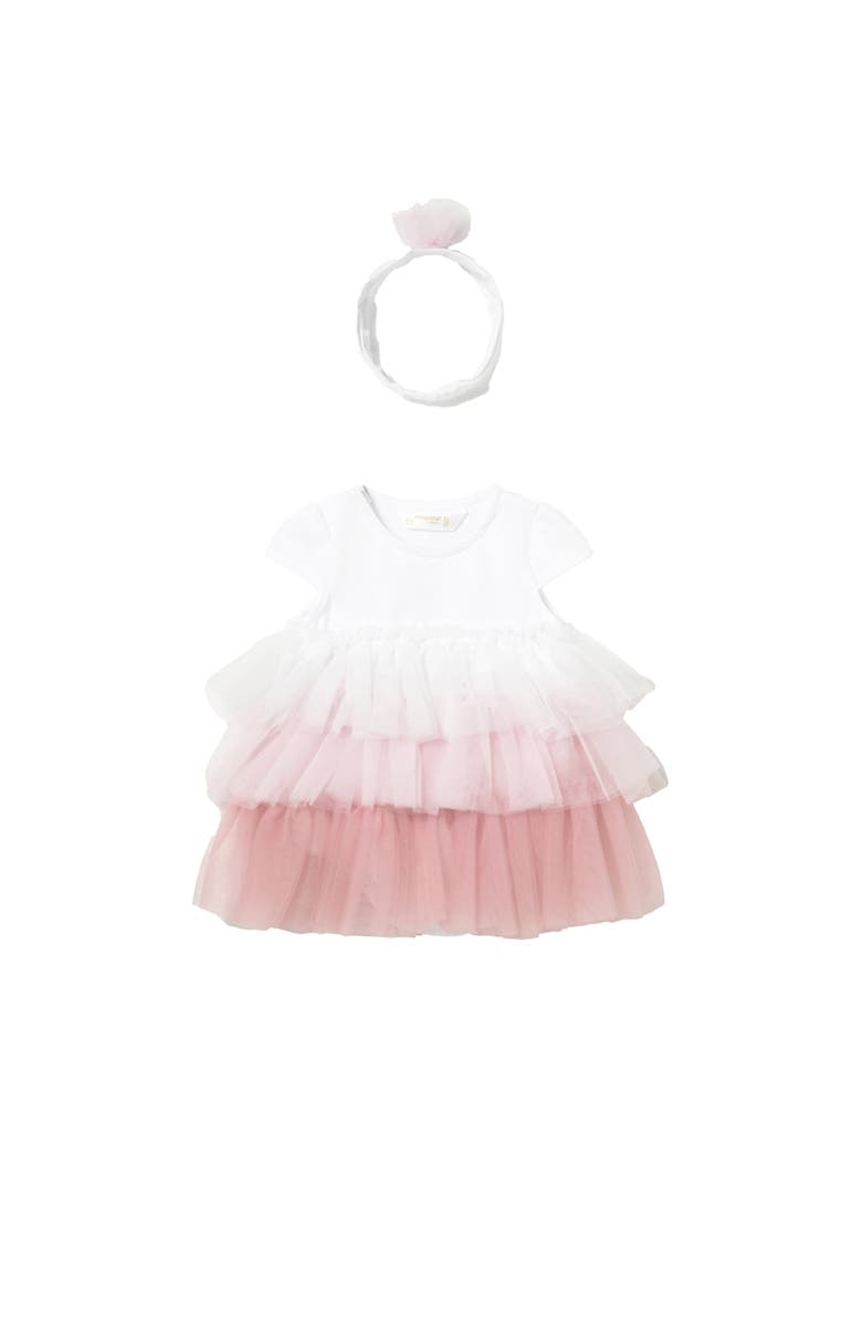 Mayoral Ruffled Romper With Headband, Main, color, Pink