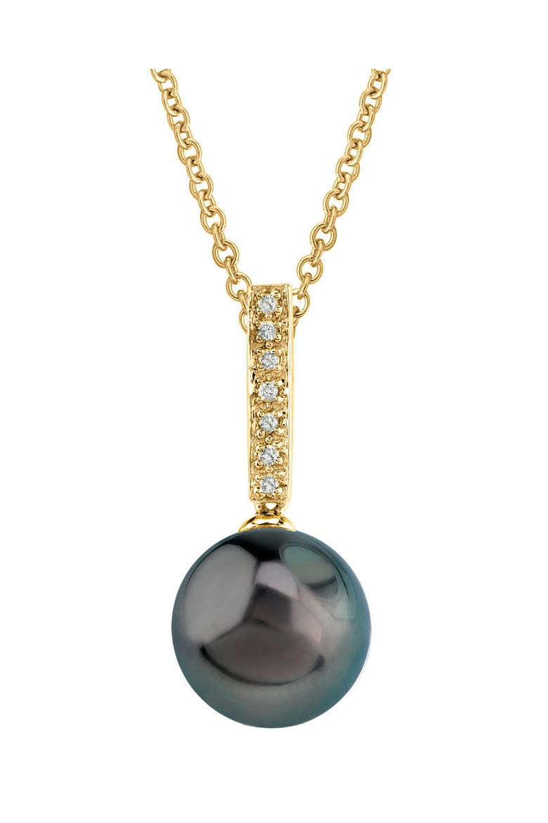Tahitian South Sea Pearl Dangling Diamond Pendant, Main, color, Yellow Gold