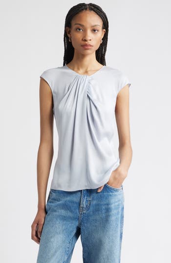 Nordstrom Twist Front Satin Top In Blue