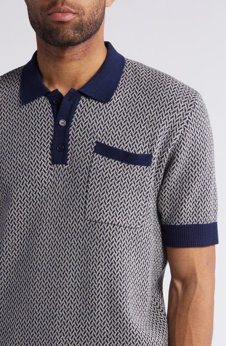 Percival Casa Martini Geo Jacquard Polo Sweater, Alternate, color, 
