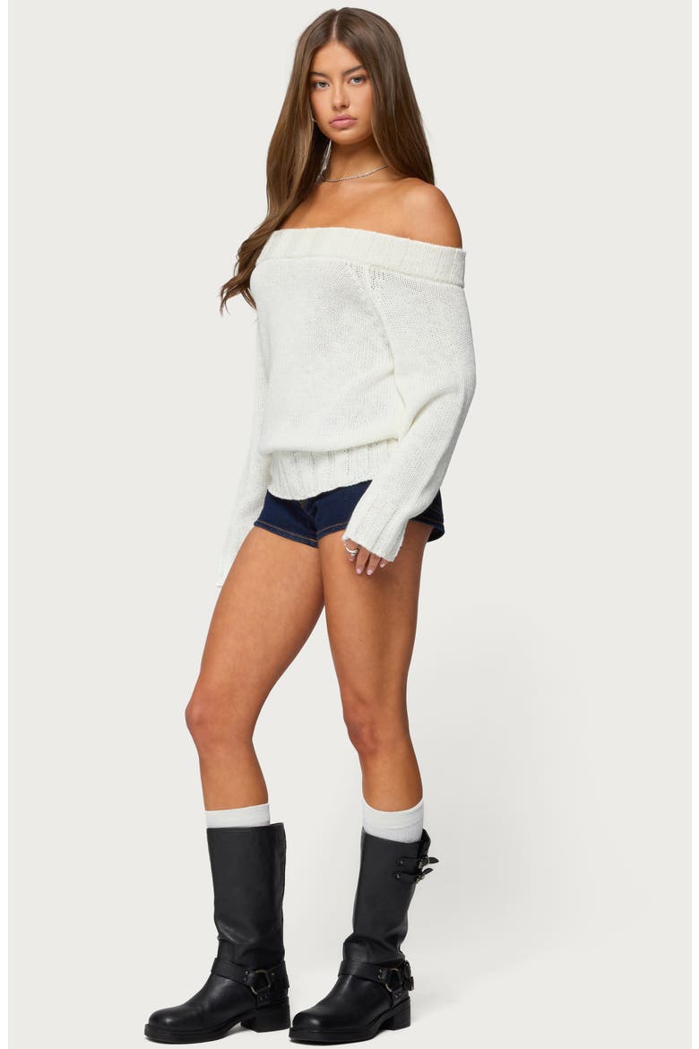 Noemi Off the Shoulder Sweater, Alternate, color, WHITE