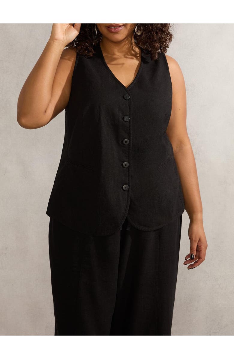 Live Unlimited Linen Waistcoat, Alternate, color, Black