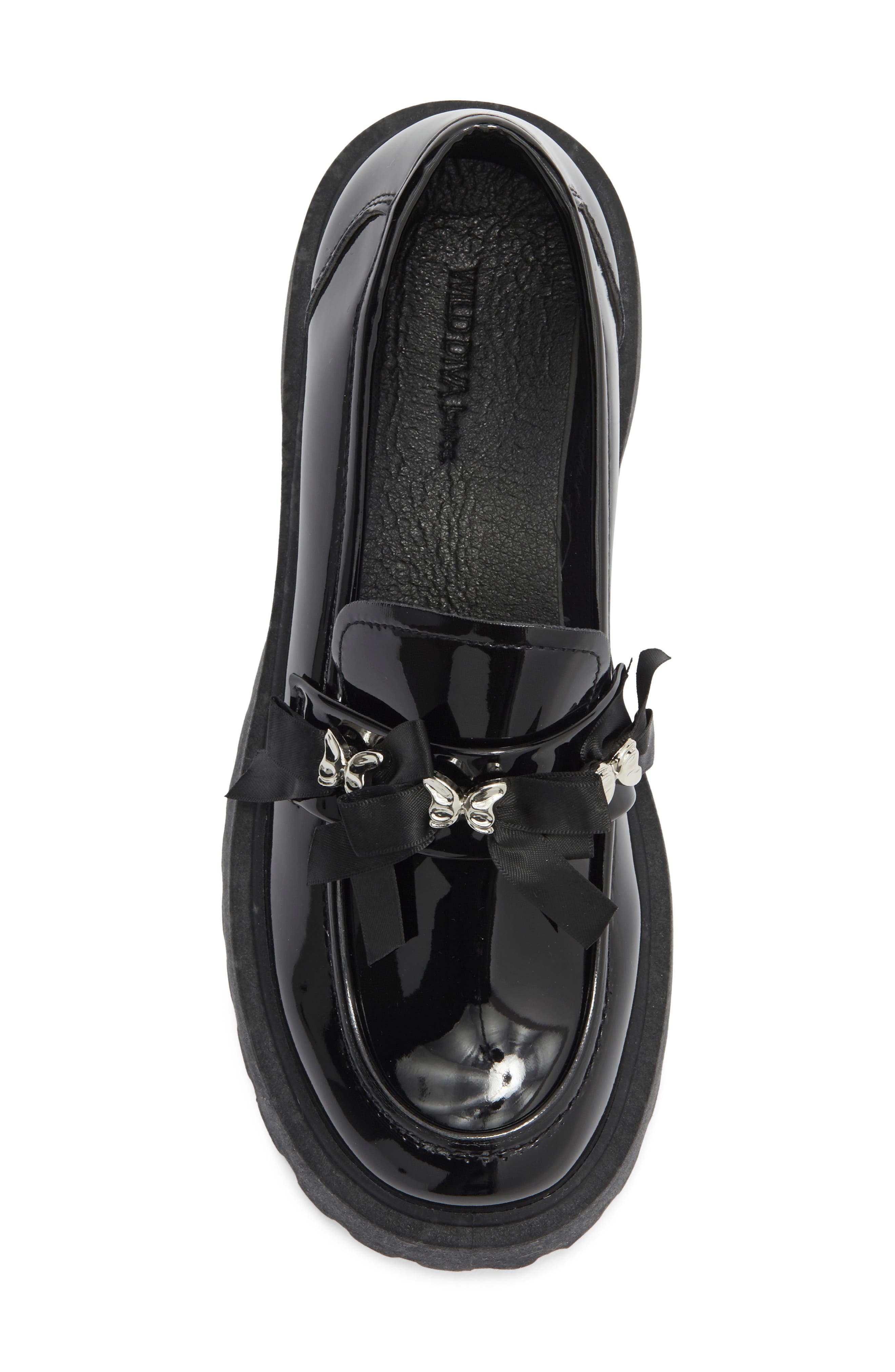 Tippy Bow Platform Loafer, Alternate, color, BLACK