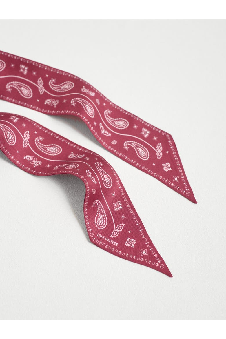 "Paisley" Silk Twill Skinny Scarf, Alternate, color, Rodeo Red