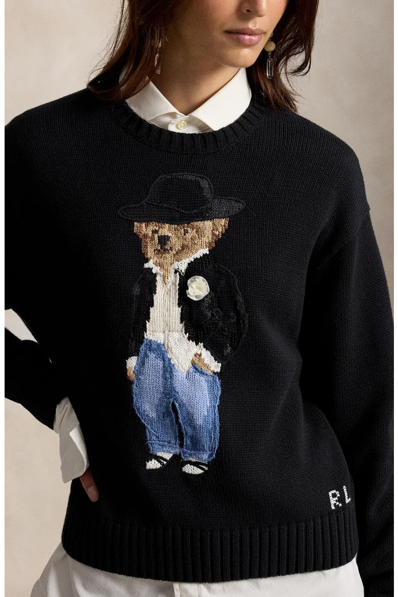 Holiday Polo Bear Sweater, Alternate, color, BLACK