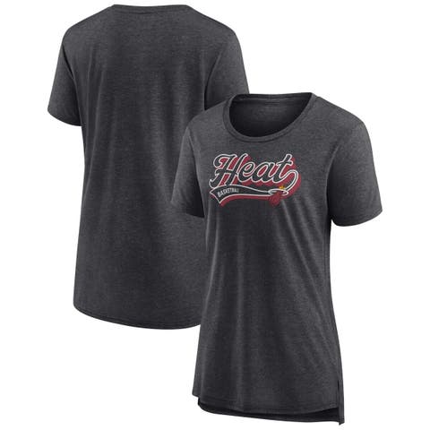 Women's Fanatics Branded Heather Charcoal Miami Heat League Leader Tri-Blend T-Shirt