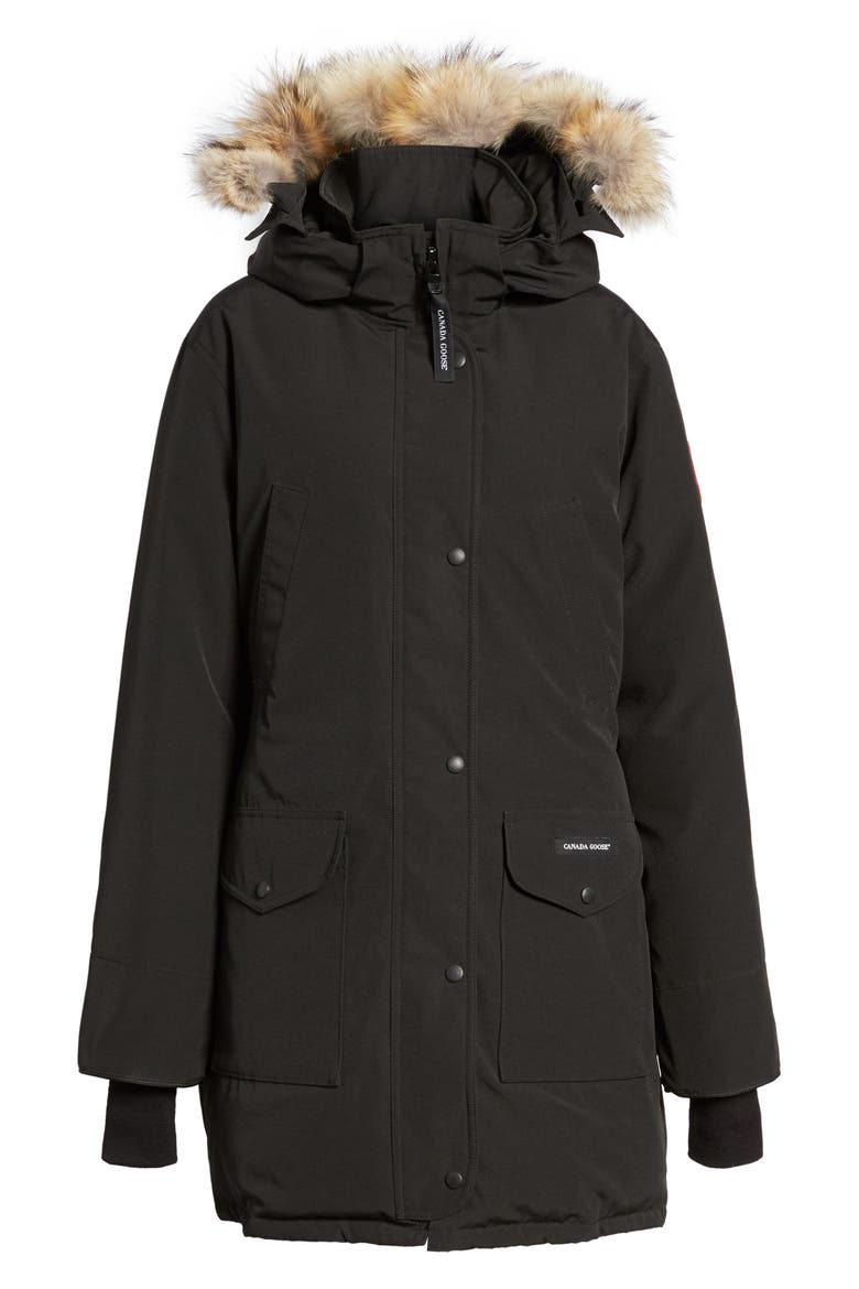 Trillium Regular Fit Down Parka with Genuine Coyote Fur Trim, Alternate, color, BLACK