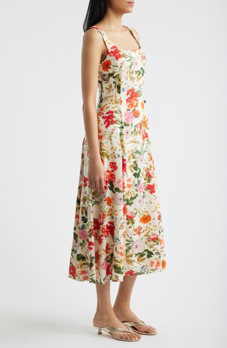 Julia Jordan Floral Midi Sundress, Alternate, color, Ivory Multi