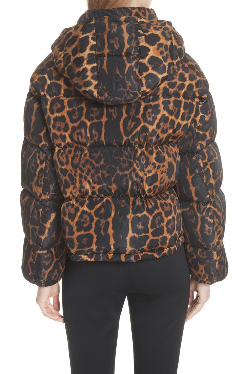 Moncler Caille Leopard Print Down Puffer Jacket, Alternate, color,