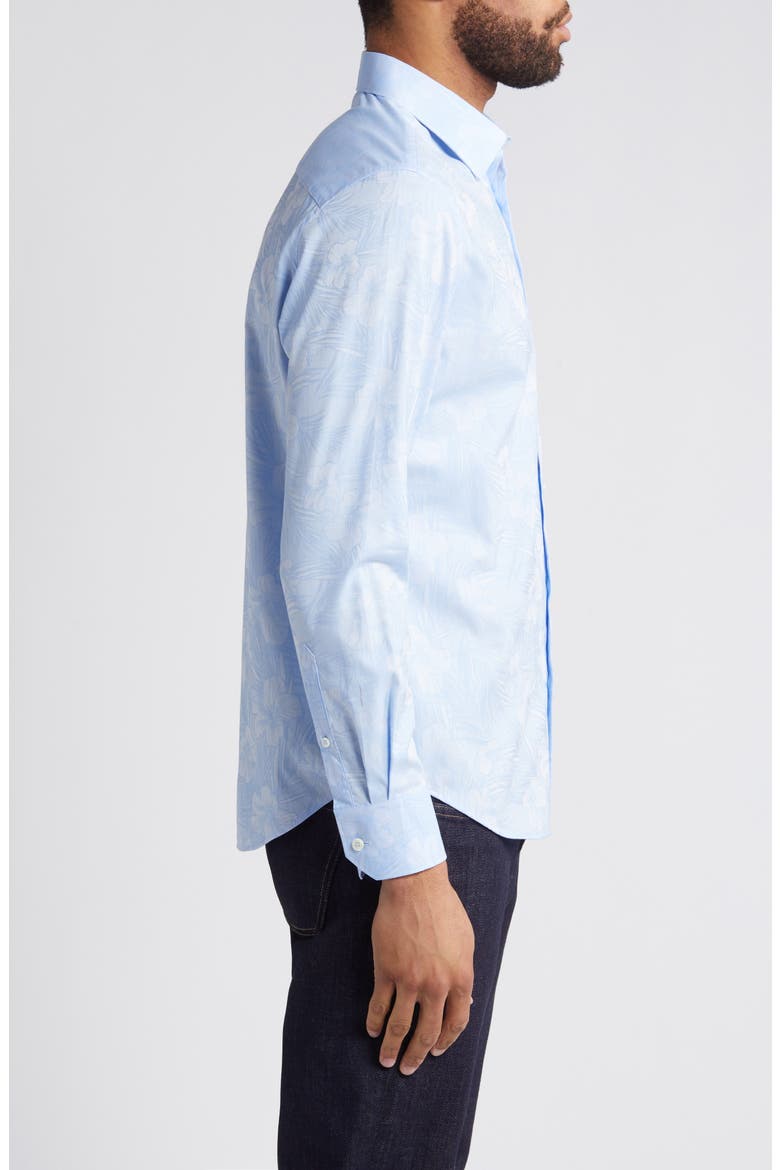 Julian Shaped Fit Print Button-Up Shirt, Alternate, color, SKY