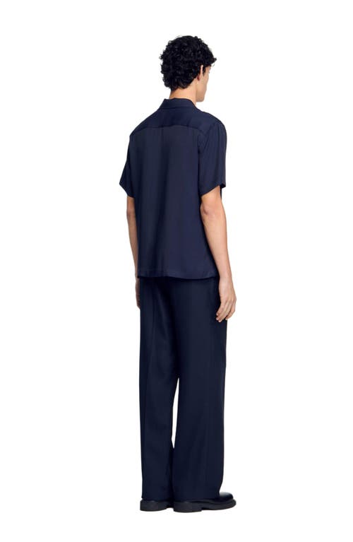 Sandro Shark Collar Shirt In Midnight Blue