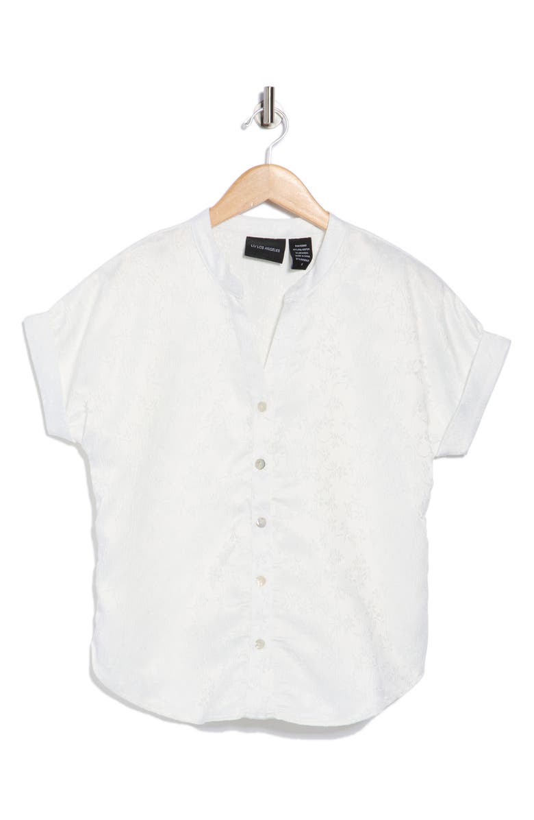 Forgotten Grace Short Sleeve Embroidered Button-Up Shirt, Alternate, color, White
