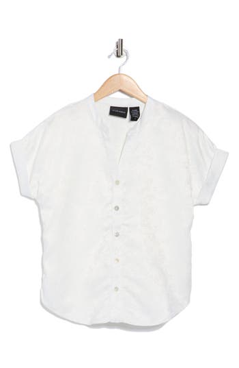 Forgotten Grace Short Sleeve Embroidered Button-up Shirt In White